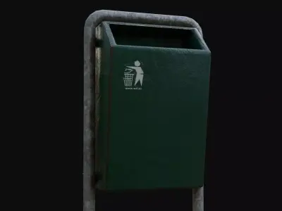 Low-Poly Dutch Outdoor Trash Bin Low-poly 3D model