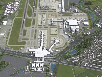 Gatwick Airport Low-poly 3D model