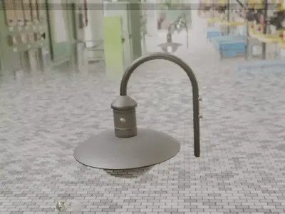  Street Light -7- Matt Black Version -For Walls- Low-poly 3D model