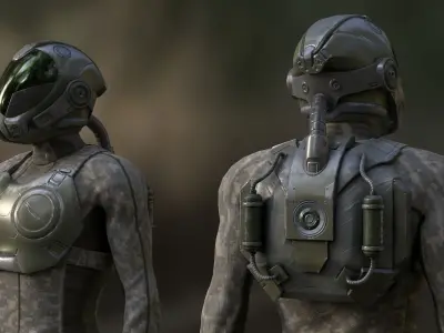 MX01 Male Space Suit Green LITE VERSION Low-poly 3D model