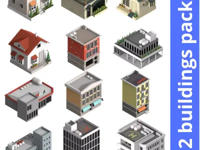 low poly city buildings Low-poly  Low-poly 3D model
