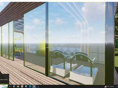 Outdoor gym area in glass conservatory 3D model