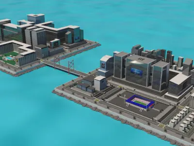 City Model in water 3D model