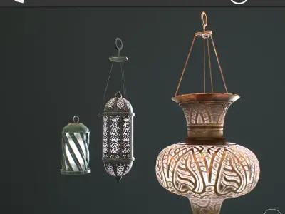 ancient Lamps low poly PBR  Low-poly 3D model