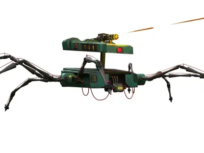 Robotic Character SPIDER with RIG Low-poly 3D model