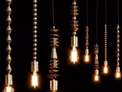Bright Beads Wooden Lamps by Marz Designs 3D model