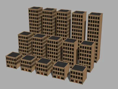 Buildings Pack  LowPoly Free 3D model Free low-poly 3D model