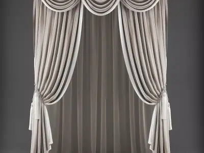 Curtains curtain with drapes Low-poly 3D model