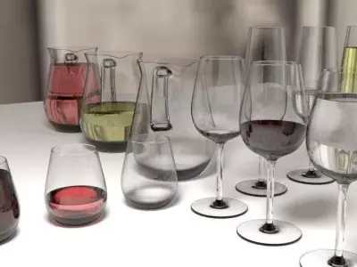 Glassware Set MARIKA Low-poly 3D model