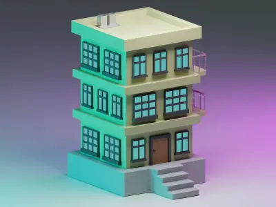Simple High Rise Low-poly 3D model