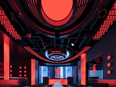 Dark Style Bar Club Interior Scene 3D model