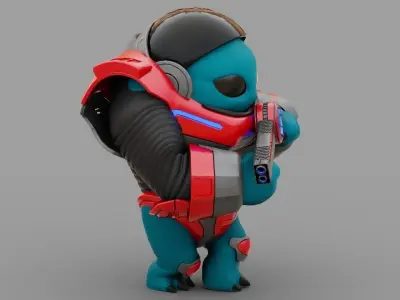 Toon Alien Trooper  rigged  - animated character 3D model