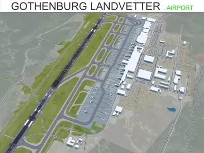 Gothenburg Landvetter Airport 12km Low-poly 3D model