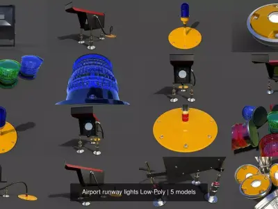 Airport runway lights Collection - Low Poly 3D Model Pack
