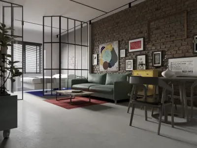 loft interior design 3D model buy