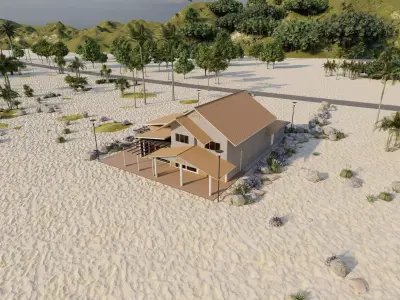 Beach Casa Scene-villa-modern house 3D model 3
