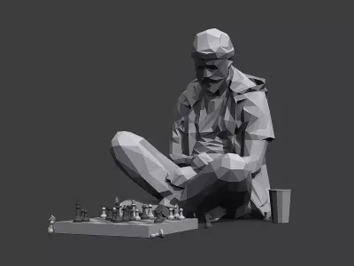 Street Chessplayer Low-poly 3D model