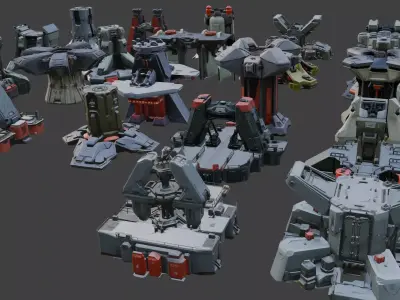 scifi interior details set 2 3D model