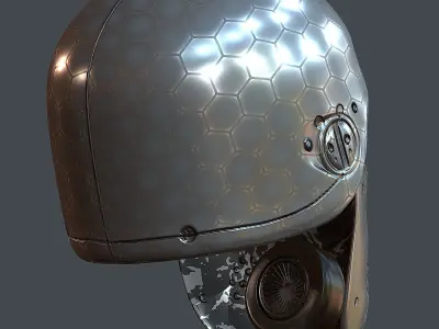 Gas mask helmet 3d model scifi Low-poly Low-poly 3D model 4