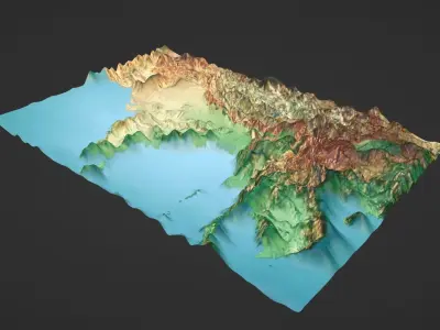 India Map Topography Low-poly 3D model