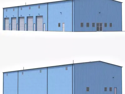 Blue Industrial Building 36 PBR Low-poly 3D model
