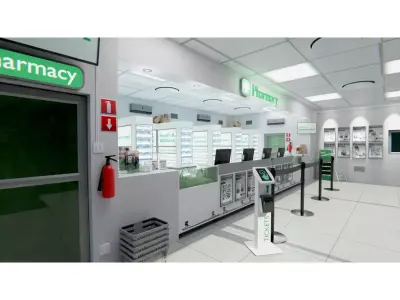 Pharmacy Or Drug Store 3D Assets Interior Storefront 3D model