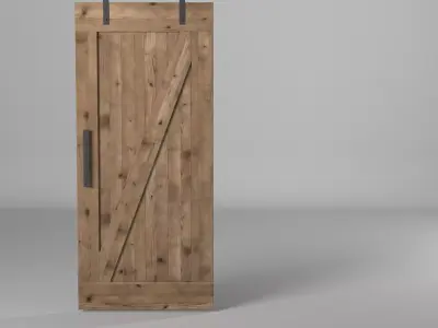 Wooden Sliding Door 3D model