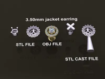 Earring Diamond Jacket Style2 3mm50 3D print model