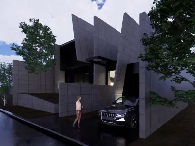 Concrete House Low-poly 3D model