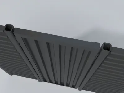 Metal Corrugated Gate with Fence panels Low-poly 3D model