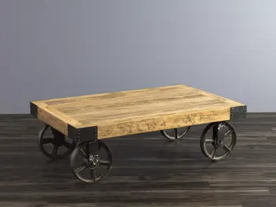 Industrial Cart Coffee Table 3D model