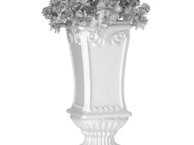 Ornamental plant flowers in classic ceramic vase urn flowerpot  3D model
