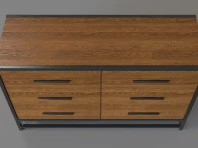 Kids Fulton Street Brown 6-Drawer Dresser 3D model