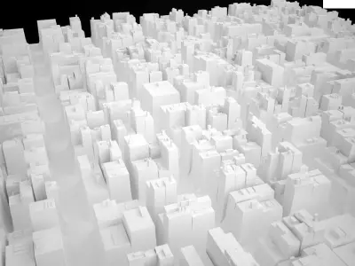 Cityscape Futuristic Exterior and Buildings Low-poly 3D model