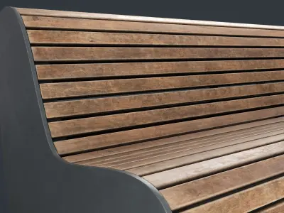 Modern Outdoor Bench 17 PBR Game Ready Low-poly 3D model