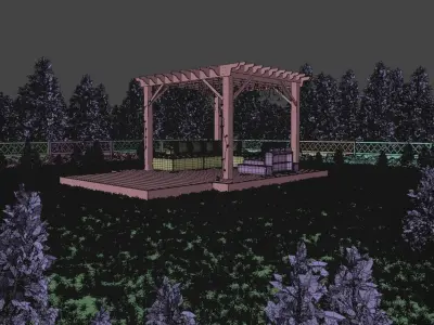 Garden Scene with pergola and sofa Low-poly 3D model