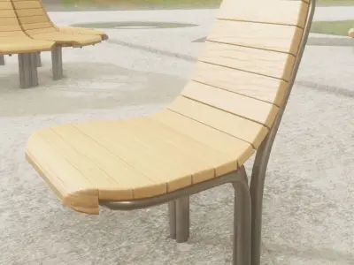 Bench 7 Oak Metal Version 2 Low-poly 3D model