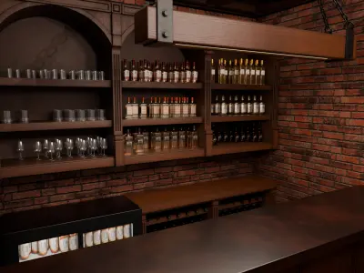 Cosy bar Low-poly 3D model