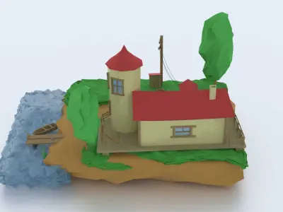 an old house Low-poly 3D model
