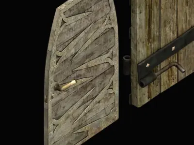Medieval doors Low-poly 3D model
