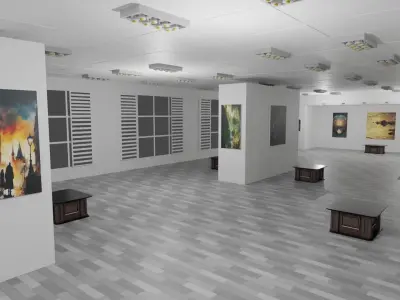 EXHIBITION HALL - art gallery  Low-poly 3D model