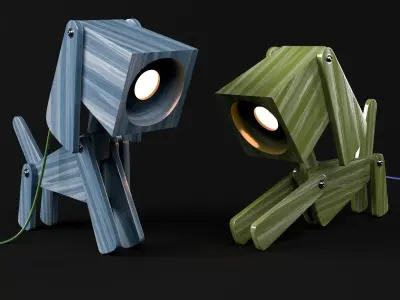 Puppys Adjustable Wooden Table Lamp 3D Model Pack