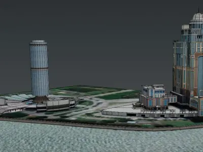 Kinabalu and Tun Mustapha Tower 3D model Low-poly 3D model