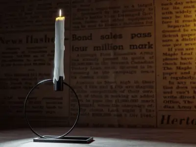 Candle Light with Metal Stand Low-poly 3D model