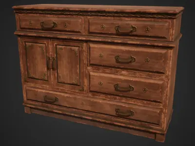 Stylized Dresser Low-poly 3D model
