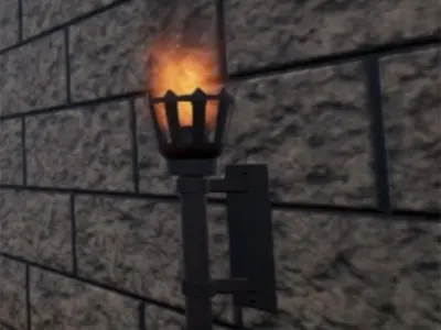 Medieval torch Game of Thrones Style Low-poly 3D model