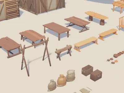 Vikings Village Pack Low-poly 3D model