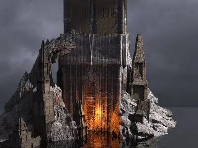 High Fantasy Cliff range City Kitbash 2 3D model