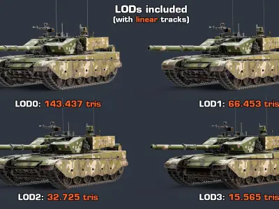  Rigged Type 99 Tank GameReady LODs 
