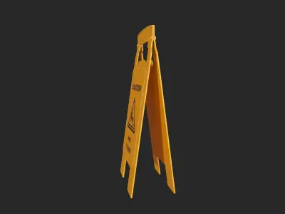 Wet Floor Sign for Game Ready Low-poly 3D model